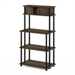Pemberly Row 5-Tier Printer Stand with Shelf Cabinet in Brown Walnut