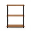 Pemberly Row Wood 3-Tier Shelf Display Rack in Light Cherry/Black