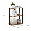 Pemberly Row Wood 3-Tier Shelf Display Rack in Light Cherry/Black