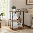 Pemberly Row Wood 3-Tier Shelf Display Rack in Light Cherry/Black