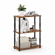 Pemberly Row Wood 3-Tier Shelf Display Rack in Light Cherry/Black