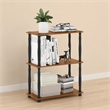 Pemberly Row Wood 3-Tier Shelf Display Rack in Light Cherry/Black