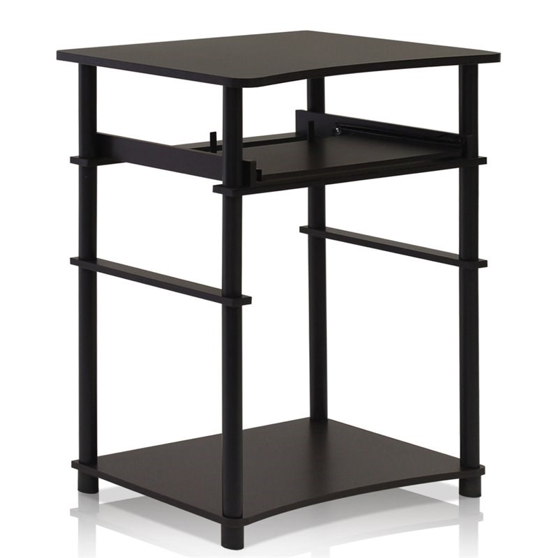 Pemberly Row Engineered Wood Laptop Computer Desk in Espresso/Black
