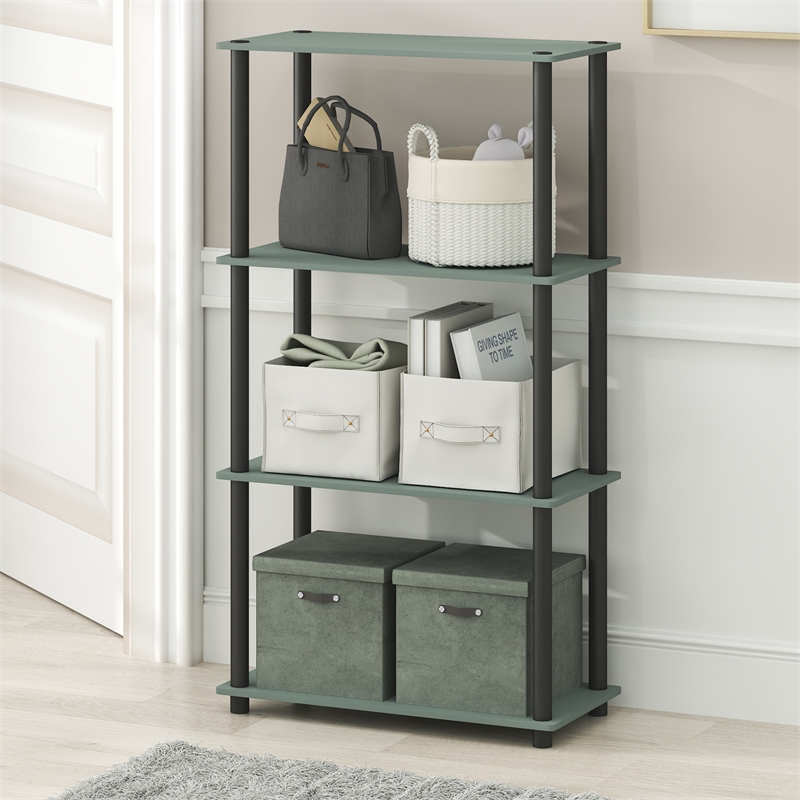 Pemberly Row 4-Tier Toolless Corner Shelf with Open Storage in Sage Green