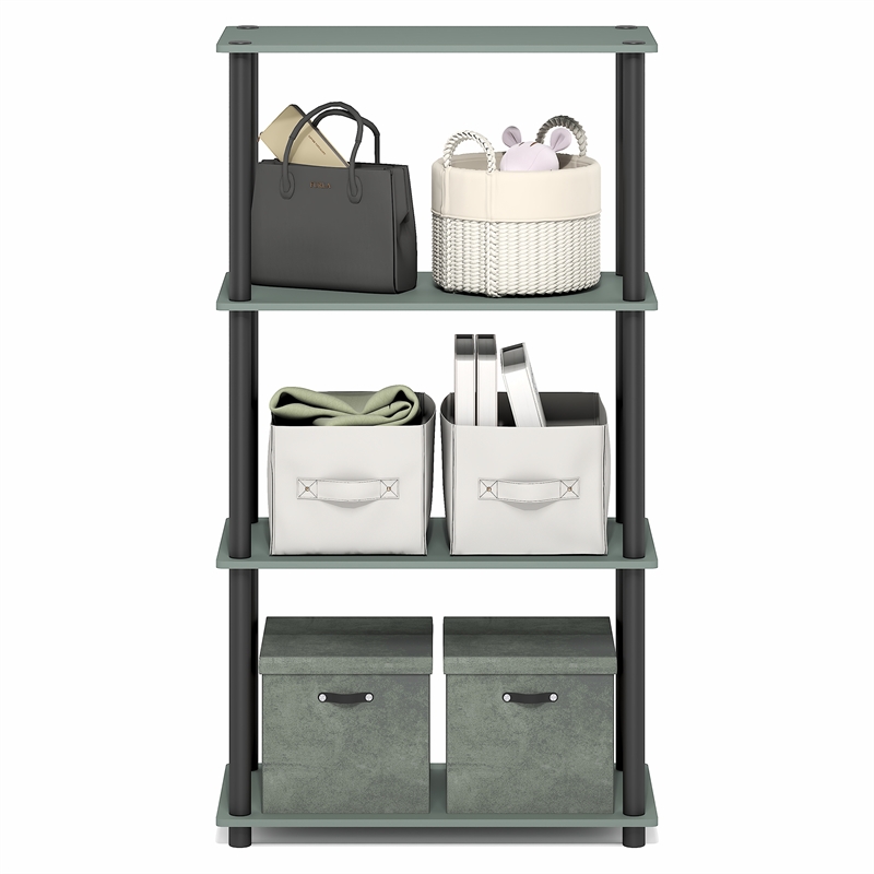 Pemberly Row 4-Tier Toolless Corner Shelf with Open Storage in Sage Green