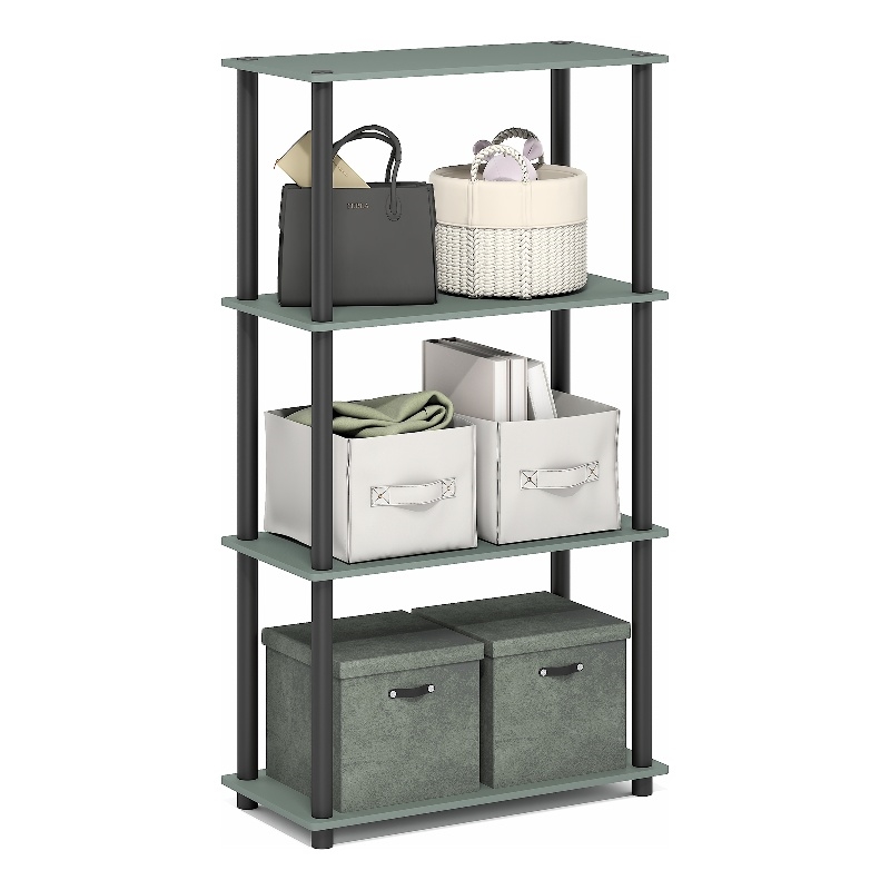 Pemberly Row 4-Tier Toolless Corner Shelf with Open Storage in Sage Green