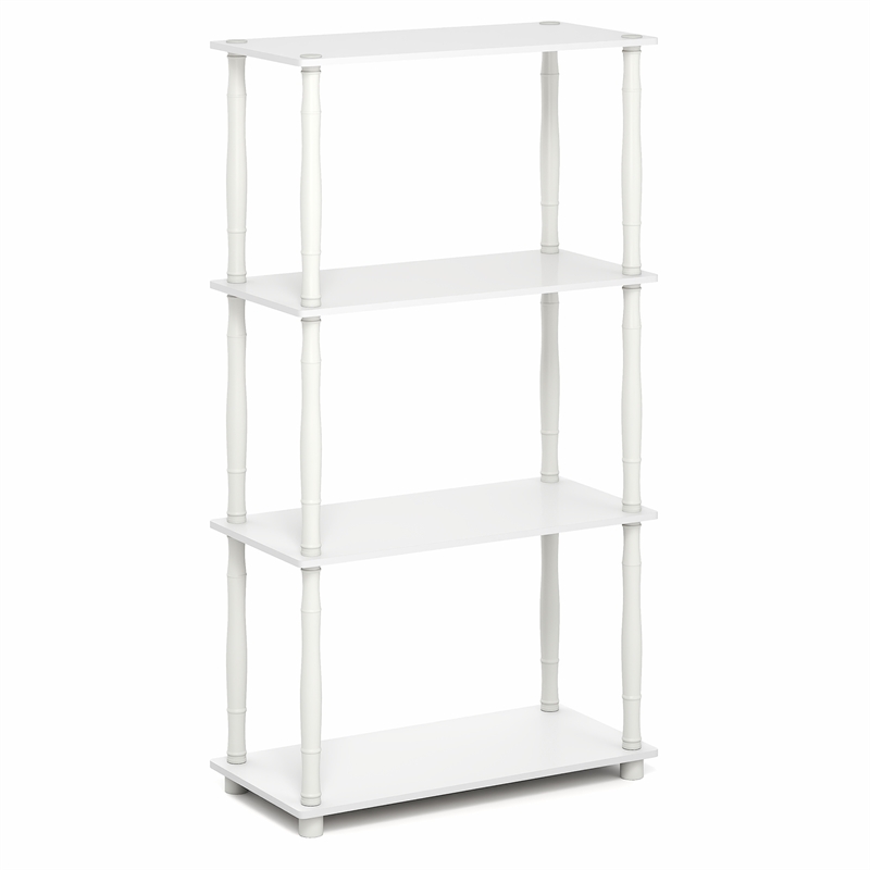 Pemberly Row 4-Tier Open Frame Corner Toolless Bookshelf in White