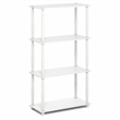 Pemberly Row 4-Tier Open Frame Corner Toolless Bookshelf in White
