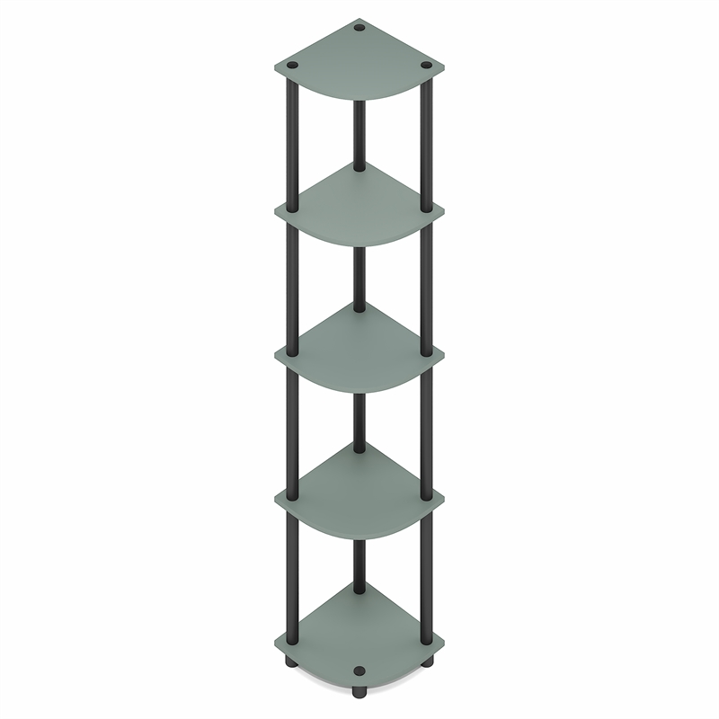 Pemberly Row 5-Tier Corner Bookshelf Tool-Free Assembly in Sage Green