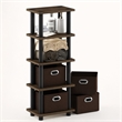 Pemberly Row 4-Bins System Rack with Display Shelf in Columbia Walnut/Black