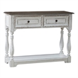 Pemberly Row White Hall Console with Distressing and Pewter Hardware