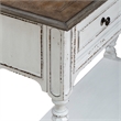 Pemberly Row White Hall Console with Distressing and Pewter Hardware