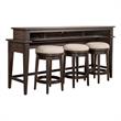 Pemberly Row 4-Piece Wood Console Table Set with Stools in Espresso