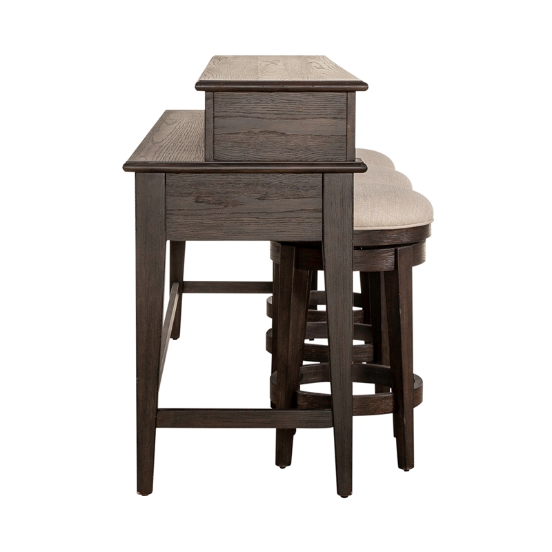 Pemberly Row 4-Piece Wood Console Table Set with Stools in Espresso