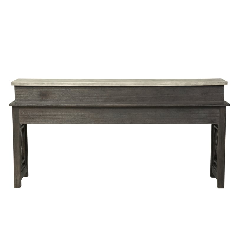 Pemberly Row Black Console Bar Table with Charcoal and Ash Finish Accents
