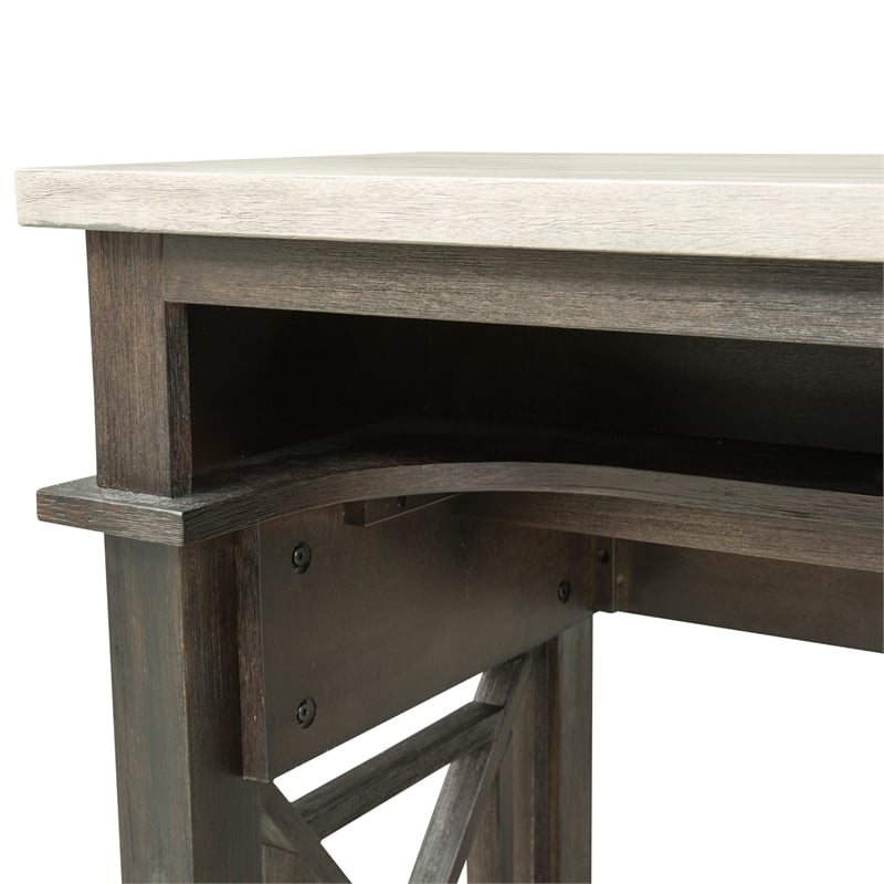 Pemberly Row Black Console Bar Table with Charcoal and Ash Finish Accents