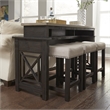 Pemberly Row Black Console Bar Table with Charcoal and Ash Finish Accents