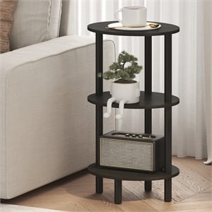 Pemberly Row 3-Tier 27.6 Inch Oval Open Shelf Nightstand in Espresso