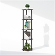 Pemberly Row 5-Tier Corner Display Rack Shelving Unit in Brown Walnut