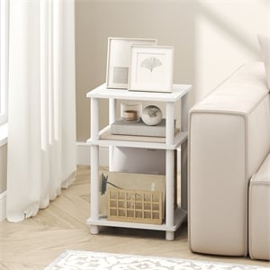 Pemberly Row 3-Tier End Table Night Stand with Tool-Free Setup in White