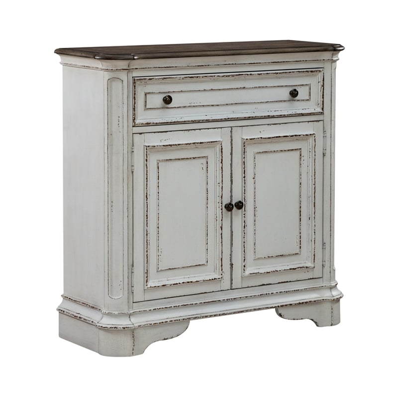 Pemberly Row Accent Cabinet with Rounded Pilasters and Distressing in White