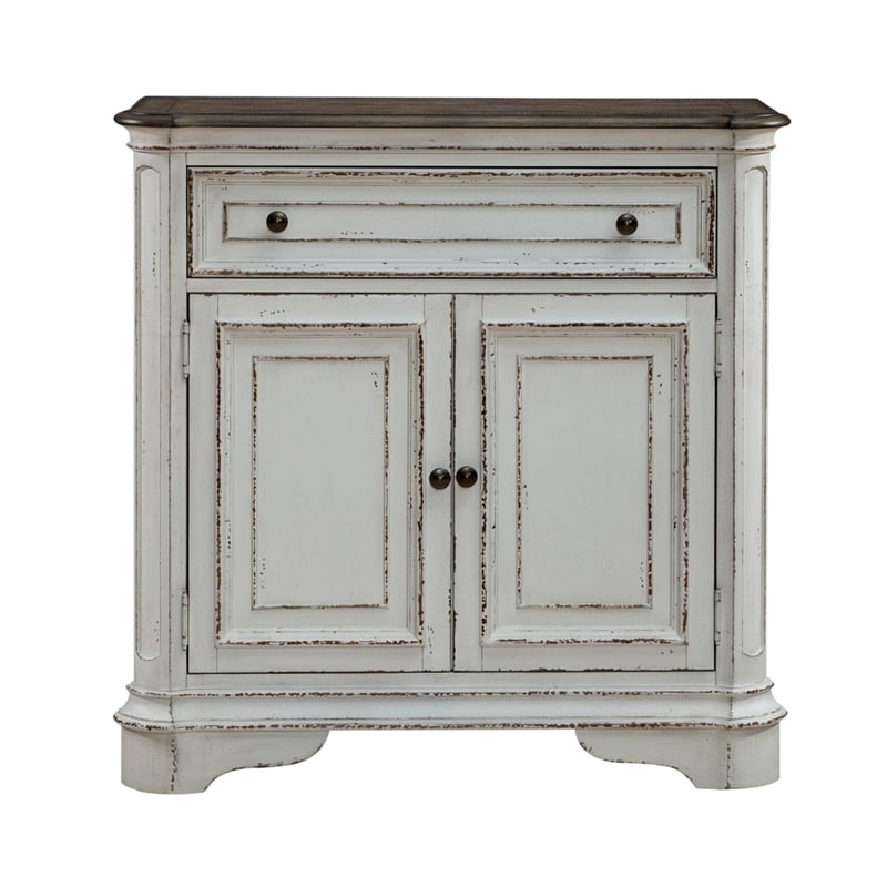 Pemberly Row Accent Cabinet with Rounded Pilasters and Distressing in White