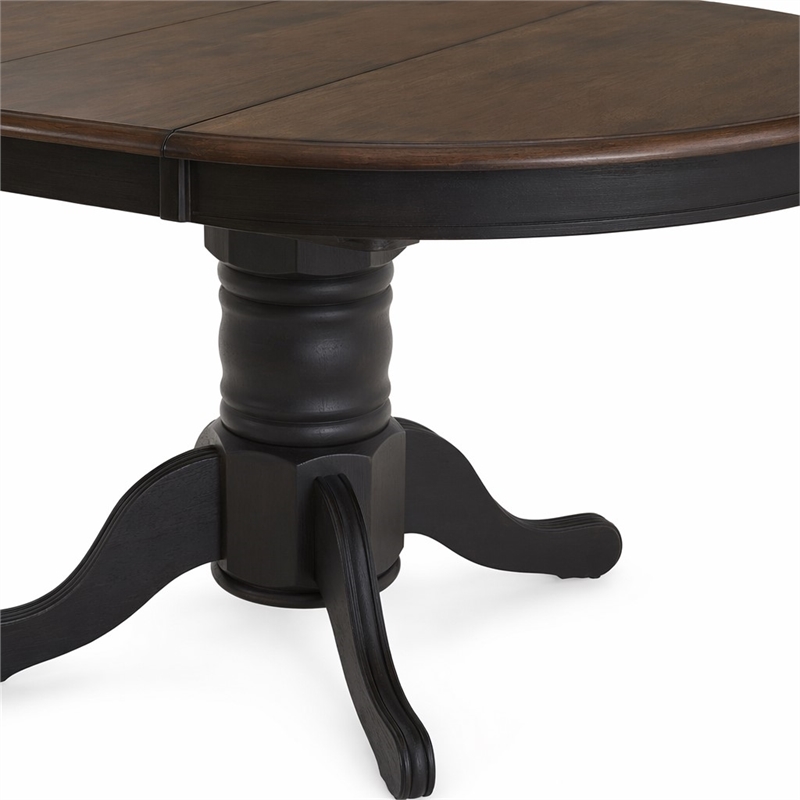 Pemberly Row Black Pedestal Table Set with Butterfly Leaf and Spindle Chairs