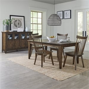 Pemberly Row 5 Piece Rectangular Table Set with Spindle Back Chairs