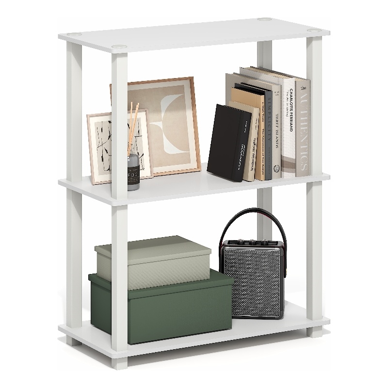 Pemberly Row 3-Tier Open Frame Corner Shelf with Rounded Corners in White