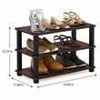 Pemberly Row 3-Tier Shoe Rack Organizer Storage in Cherry Oak