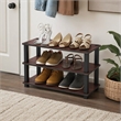 Pemberly Row 3-Tier Shoe Rack Organizer Storage in Cherry Oak