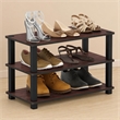 Pemberly Row 3-Tier Shoe Rack Organizer Storage in Cherry Oak