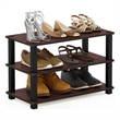 Pemberly Row 3-Tier Shoe Rack Organizer Storage in Cherry Oak