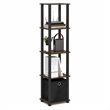 Pemberly Row 5-Tier Square Open Frame Corner Shelf with Bin in Amber Pine