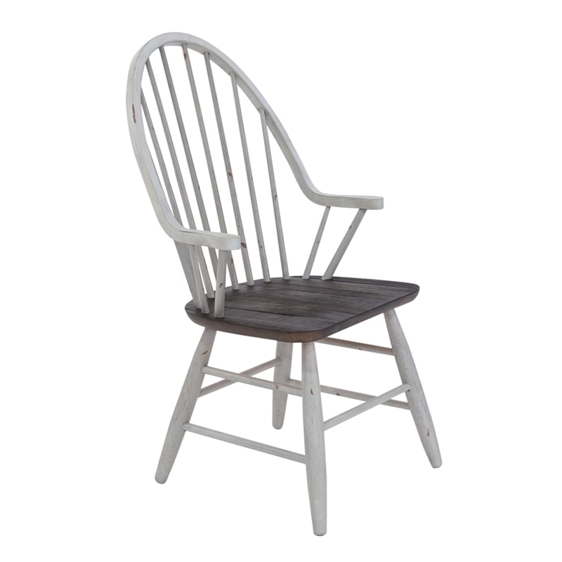 Pemberly Row 7-Piece Trestle Table Set in White and Wood-Tone Finish