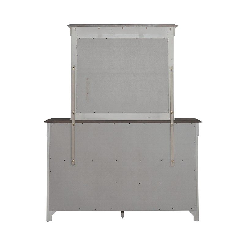 Pemberly Row Dresser and Mirror in Weathered Linen with Felt Lined Drawers