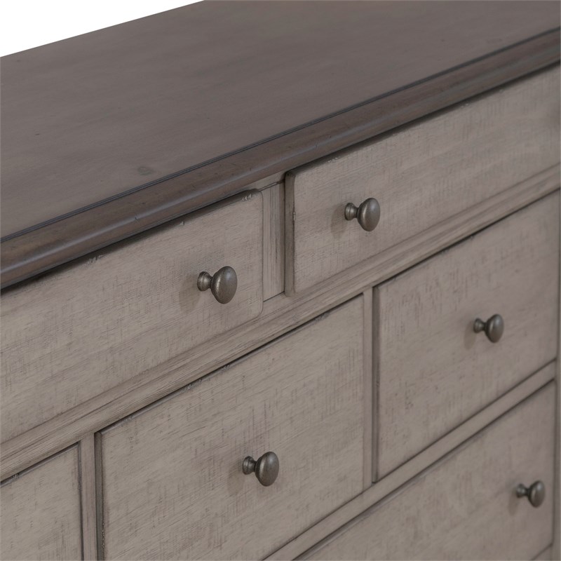 Pemberly Row Dresser and Mirror in Weathered Linen with Felt Lined Drawers