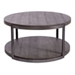 Pemberly Row Round Cocktail Table with Wirebrush Distressing in Gray