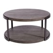 Pemberly Row Round Cocktail Table with Wirebrush Distressing in Gray