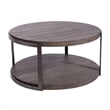 Pemberly Row Round Cocktail Table with Wirebrush Distressing in Gray
