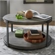 Pemberly Row Round Cocktail Table with Wirebrush Distressing in Gray