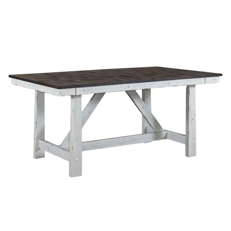 Pemberly Row 5 Pc Trestle Table Set in White Wood Finish