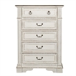 Pemberly Row White 5 Drawer Chest with Dovetail and Full Extension Glides