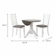 Pemberly Row 3-Piece Drop Leaf Dining Set in White and Carbon Gray