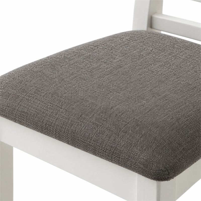 Pemberly Row 3-Piece Drop Leaf Dining Set in White and Carbon Gray