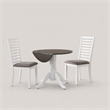 Pemberly Row 3-Piece Drop Leaf Dining Set in White and Carbon Gray