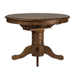 Pemberly Row 3 Piece Dining Set with Expandable Round Wood Table in Brown