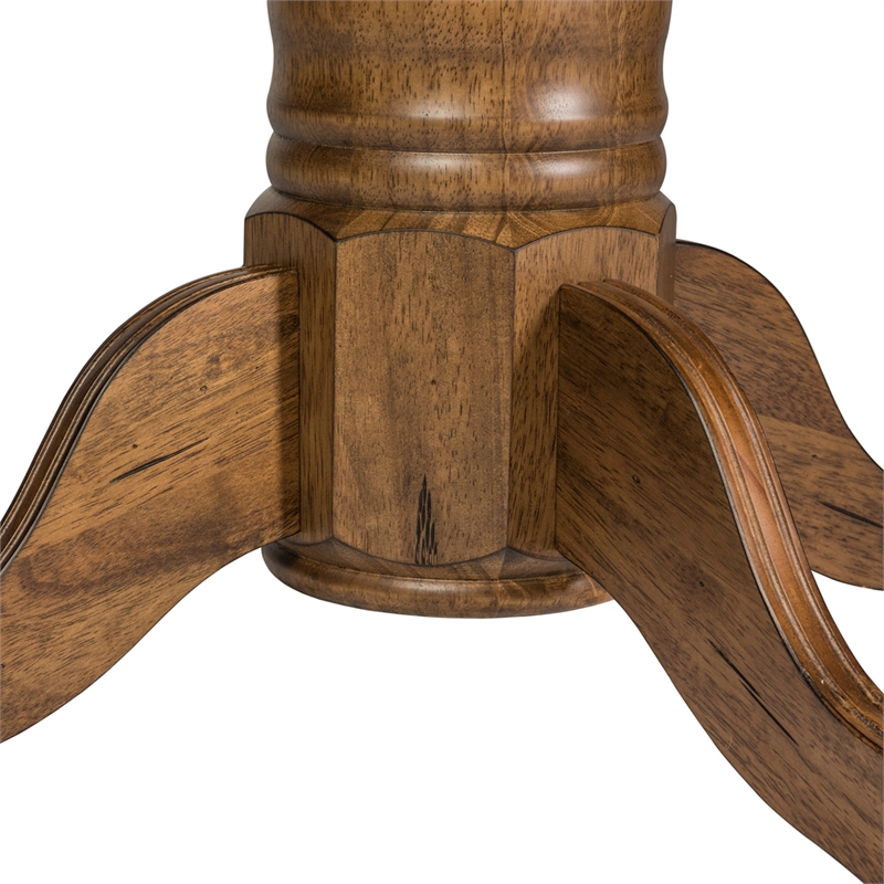 Pemberly Row 3 Piece Dining Set with Expandable Round Wood Table in Brown