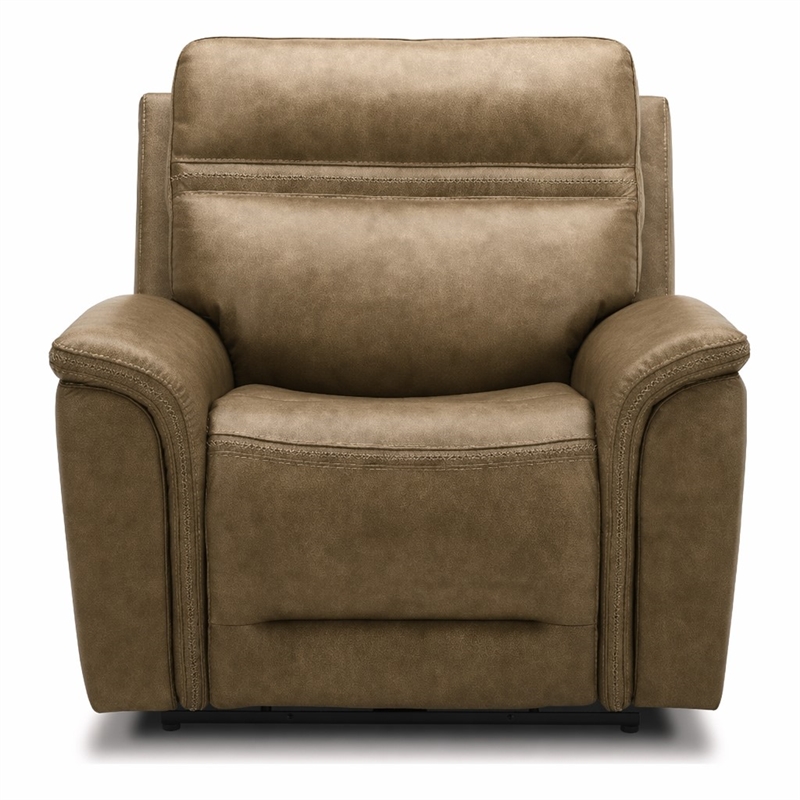 Pemberly Row Cooper Transitional Leather Power Recliner in Camel