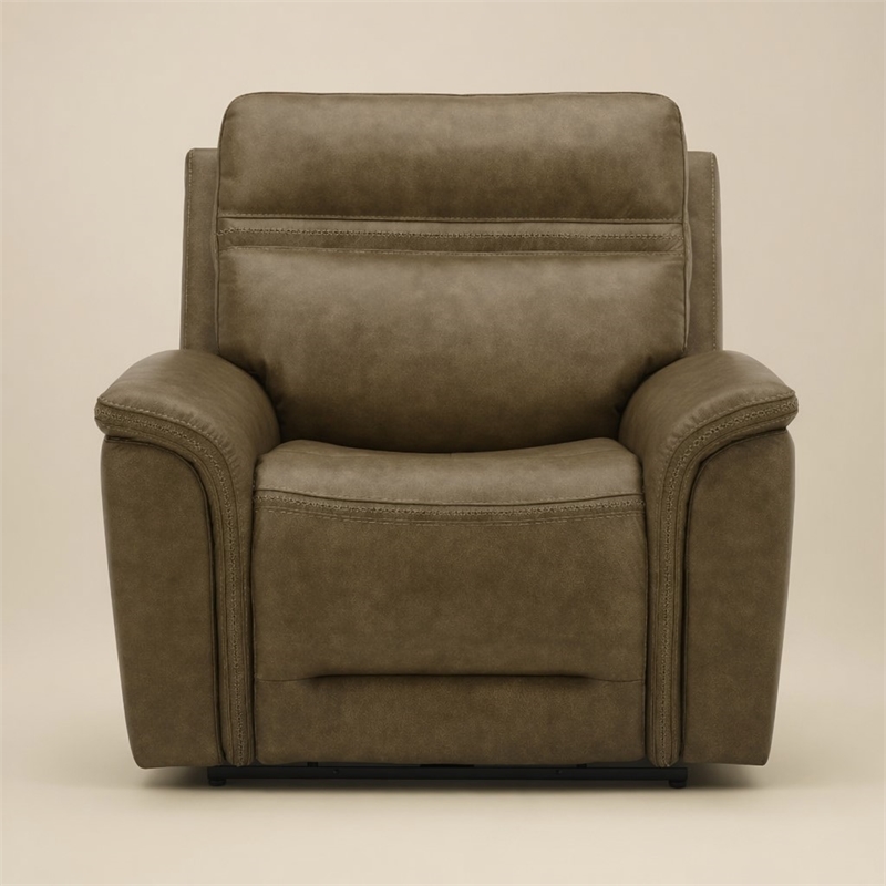 Pemberly Row Cooper Transitional Leather Power Recliner in Camel